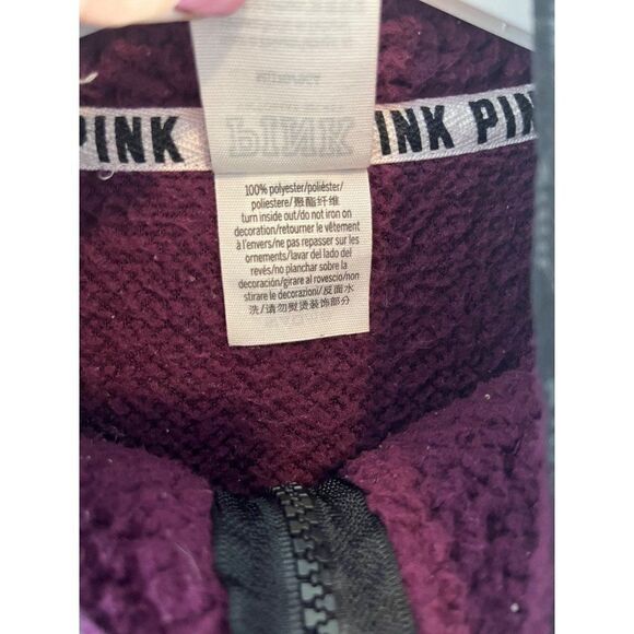 Victoria’s Secret PINK Wubby Nubby 1/2 Zip Sweater Size Medium Burgundy - Picture 7 of 8